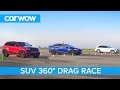 Tesla Model X P100D vs Jeep Trackhawk vs AMG GLC 63 - 360º DRAG & ROLLING RACE