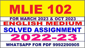 mlie 102 solved assignment 2022-23 in english | mlie 102 solved assignment 2022-23 | mlie 102 2023