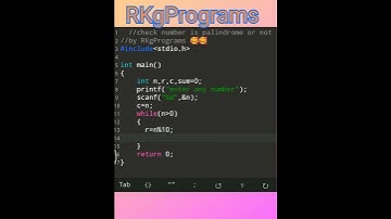 check number is palindrome or not in c program 🥰 #RKgprograms#cprogramming #shorts