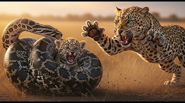 🐆 Leopard Mother vs Giant Python – Epic Rescue of Her Trapped Cub | Real Wild Savannah Battle