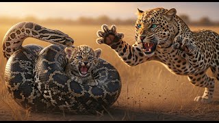 🐆 Leopard Mother vs Giant Python – Epic Rescue of Her Trapped Cub | Real Wild Savannah Battle Profile