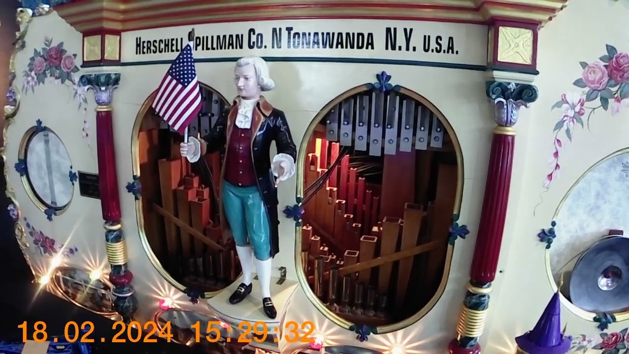 Silver Beach Carousel Herschell Spillman Band Organ Army Air Corps March Song, St Joseph MI Feb 2024