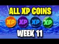 ALL WEEK 11 XP COINS - (GOLD, PURPLE, GREEN &amp; BLUE) - FORTNITE