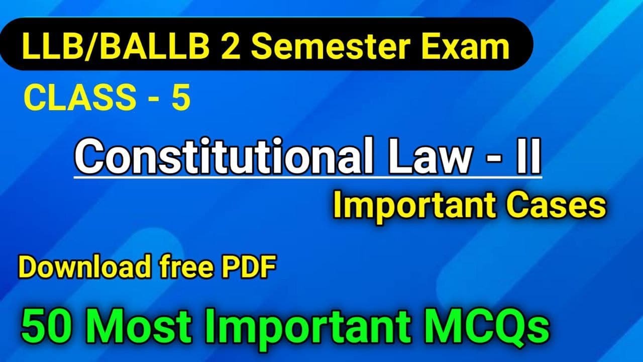 Constitutional law - II 50 most important MCQ in Hindi | class 5 | LLB ...
