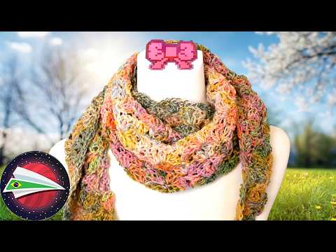 Crochet | Triangular shawl with 4 compartments | Double crochet stitch pattern | Spring idea