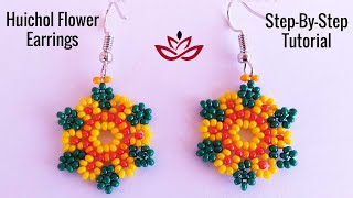Huichol Flower Earrings - Tutorial. How to make beaded earrings?
