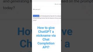 How to give ChatGPT a nickname via Chat Completion API