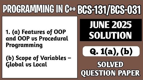 P1- 1(a), (b) | BCS131 June 2025 Solution | BCS 031 Solved Question Paper | Bcs 131 Important Ques