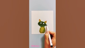 Tạo hình con mèo từ lá cây😸 #shorts #nhatky #mamnon