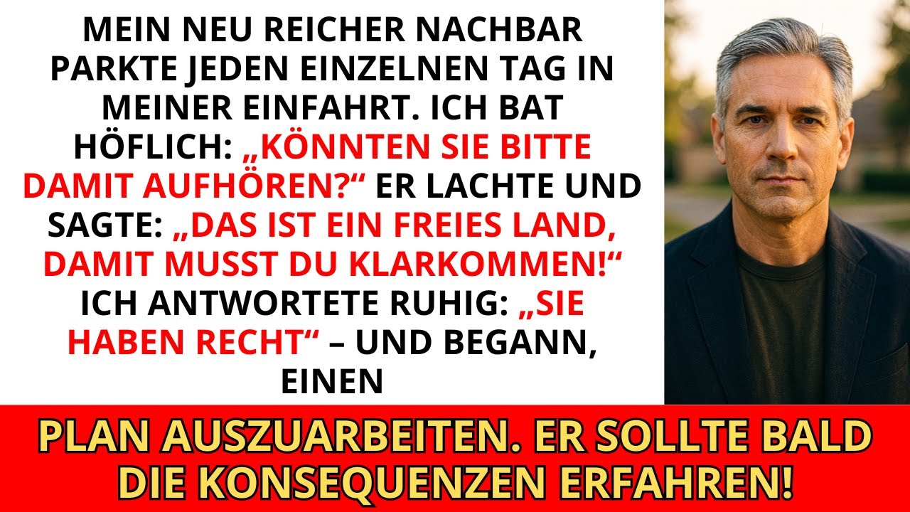 Mein Nachbar parkte ständig in meiner Einfahrt und lachte mich aus, als ich ihn bat, damit aufzuh...