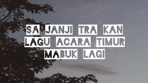 Sa janji tra kan mabuk mabuk lagi- Lagu acara timur Terbaru (lirik) Viral di tiktok