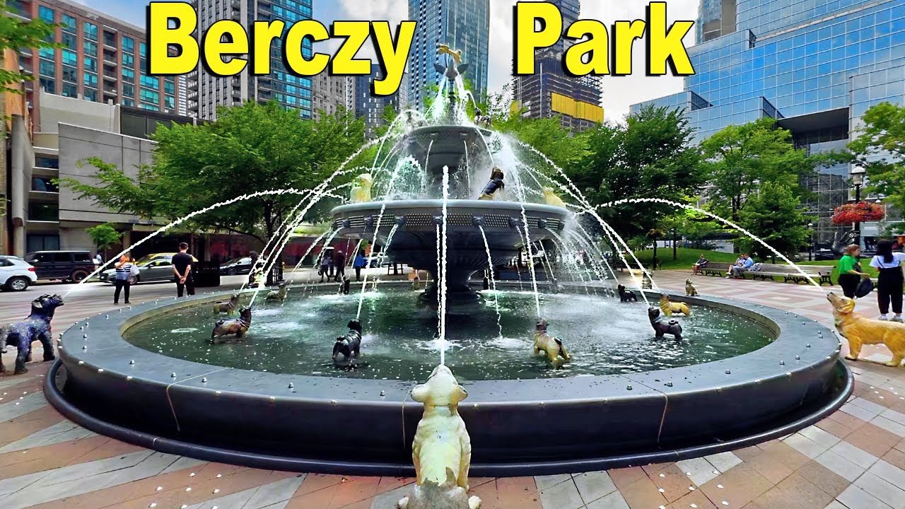 Toronto DOG Fountain at Berczy Park | Downtown City Summer Walk