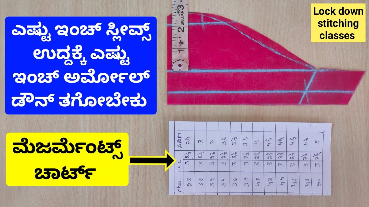 ಪರ್ಫೆಕ್ಟ್ ಆಗಿ ಎಷ್ಟು ಇಂಚ್ ಸ್ಲೀವ್ಸ್ ಉದ್ದಕ್ಕೆ ಎಷ್ಟು ಇಂಚ್ ಅರ್ಮೋಲ್ ಡೌನಿಂಗ್ ತಗೋಬೇಕು || ಕನ್ನಡದಲ್ಲಿ ||