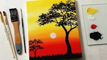 Easy Sunset Acrylic Painting Tutorial for Beginners