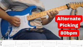 5 MENIT LATIHAN GITAR (Alternate Picking, Chromatic Exercise, 80bpm)