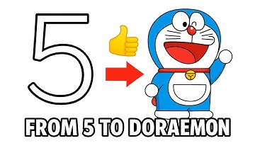 👉 Turn Number 5 into Doraemon | Easy Drawing Trick | Drawingwithbb