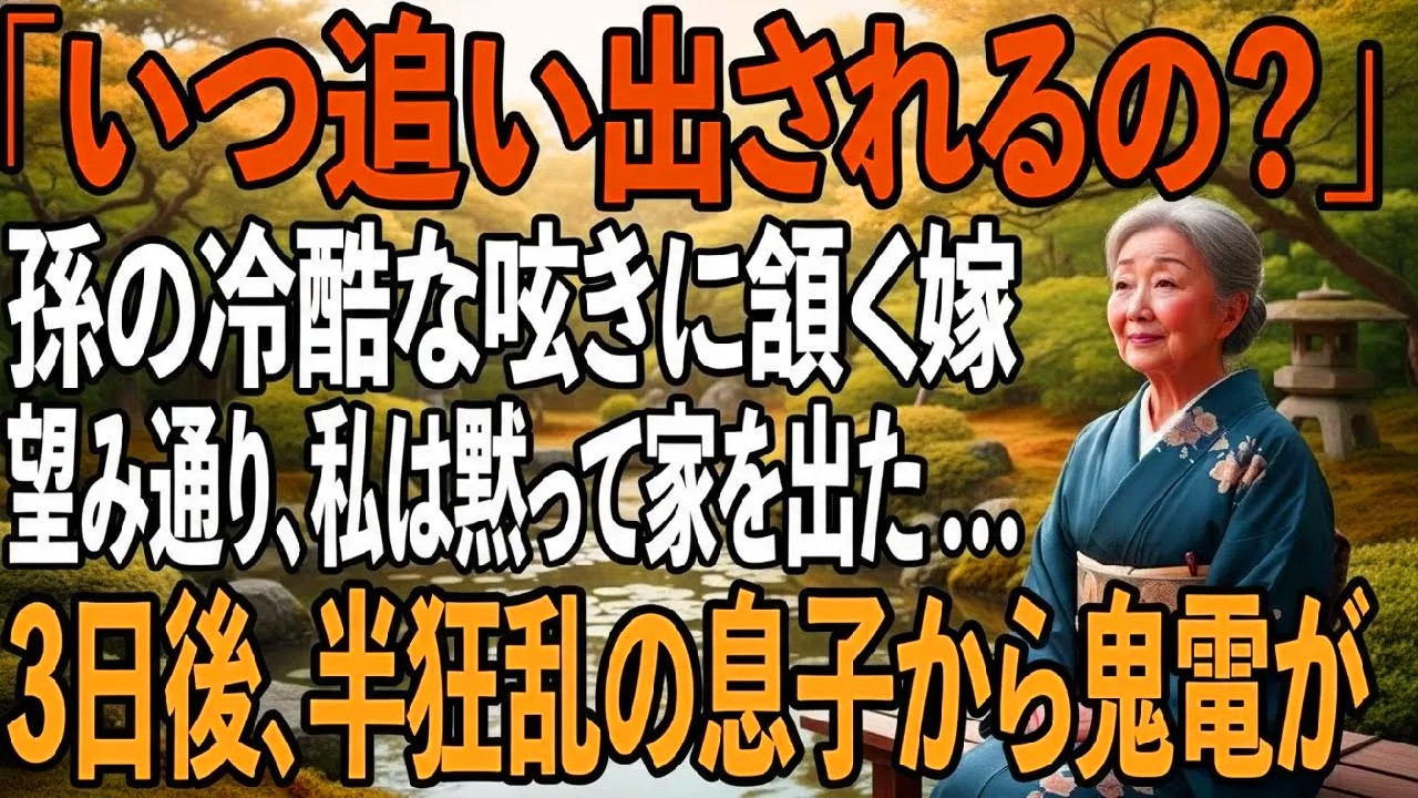 「ばあばっていつ追い出すの？」嫁と孫の冷酷な呟きに、私は静かに反撃を決意。お望み通りに家を去った…3日後、慌てて電話をかけてきた息子の声は震えていました【シニアライフ】【60代以上の方へ】