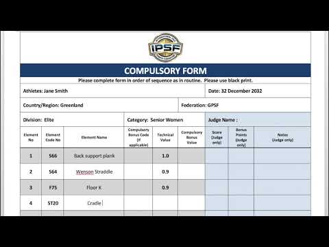IPSF HOW TO GUIDE POLE SPORTS COMPULSORY FORM TUTORIAL