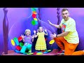 Katya and Dima play and have fun in museum of illusions