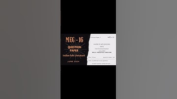 MEG-16 , Indian Folk Literature,June 2024  , #ignou #englishliterature #pyq #distanceeducationexam