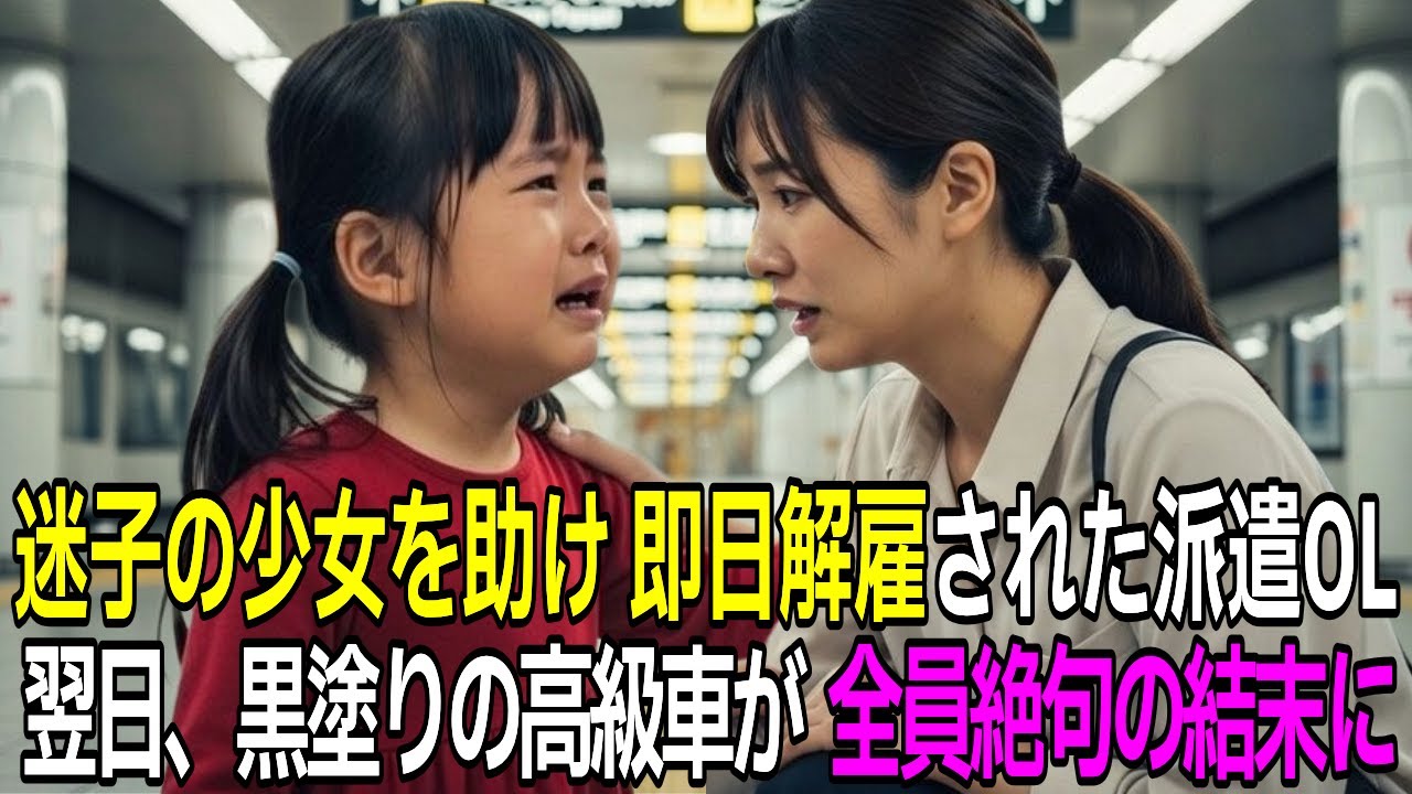 迷子の少女を助け10分遅刻→即日解雇された派遣OL。翌日、黒塗りの高級車が会社に乗り込み、創業家会長の正体が判明しチーム長が青ざめる羽目に【感動する話】【朗読】