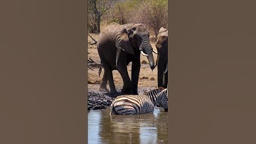 Elephants crushed Zebra  in water🦣🦣🦣🦓#shorts #wildlife #animals
