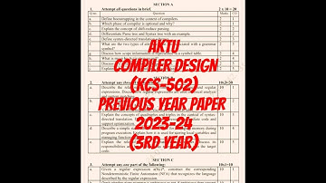 AKTU 2023-24 Compiler Design(KCS-502)||Previous Year Paper #shorts#btech #exam #aktu #compilerdesign