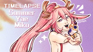 [TIMELAPSE] 🌺 Summer Yae Miko 🦊