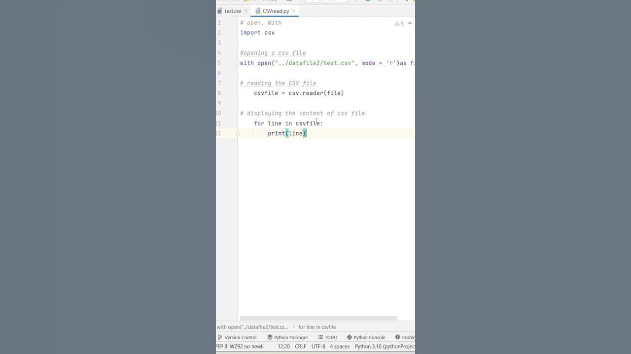 Reading CSV file with Python #python #csv - YouTube