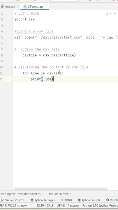 Reading CSV file with Python #python #csv - YouTube