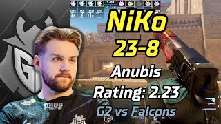 G2 NiKo (23-8) rating: 2.23 vs Falcons | Anubis POV | EPL S19 | Apr 27, 2024 #cs2 #demo #g2 #pov