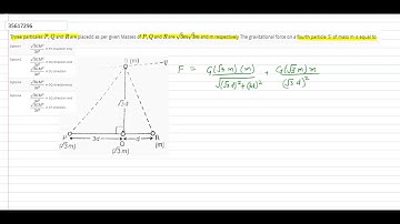 Three particales `P,Q` and `R` are placedd as per given Masses of `P,Q` and `R` are `sqrt3 m