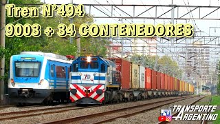 ¡IMPECABLE GT22CW 9003 de Ferrosur Roca, a cabeza de Tren N°494 por Lanús! - 06/05/24