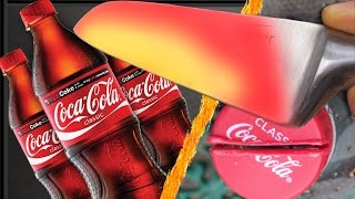 Glowing 1000 degree KNIFE VS COKE BOTTLE | EXPERIMENT Glowing 1000 degree Hot KNIFE VS COCA COLA