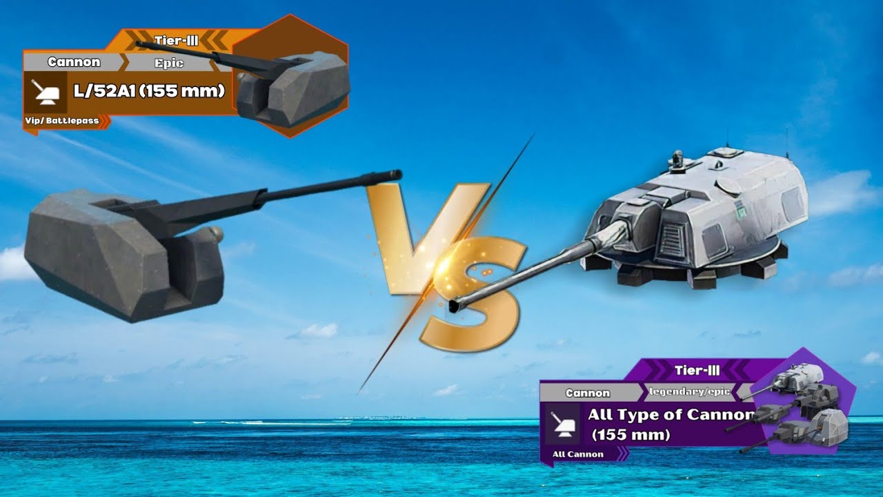 L/52A1 (155 mm) Cannon VS Top 7 (155 mm) Size Cannon Comparison -Modern Warships 