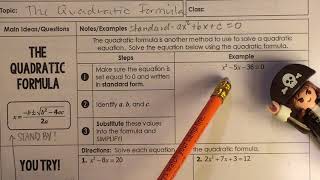 Alg 1B: Quadratics: Lesson 10 - quadratic formula