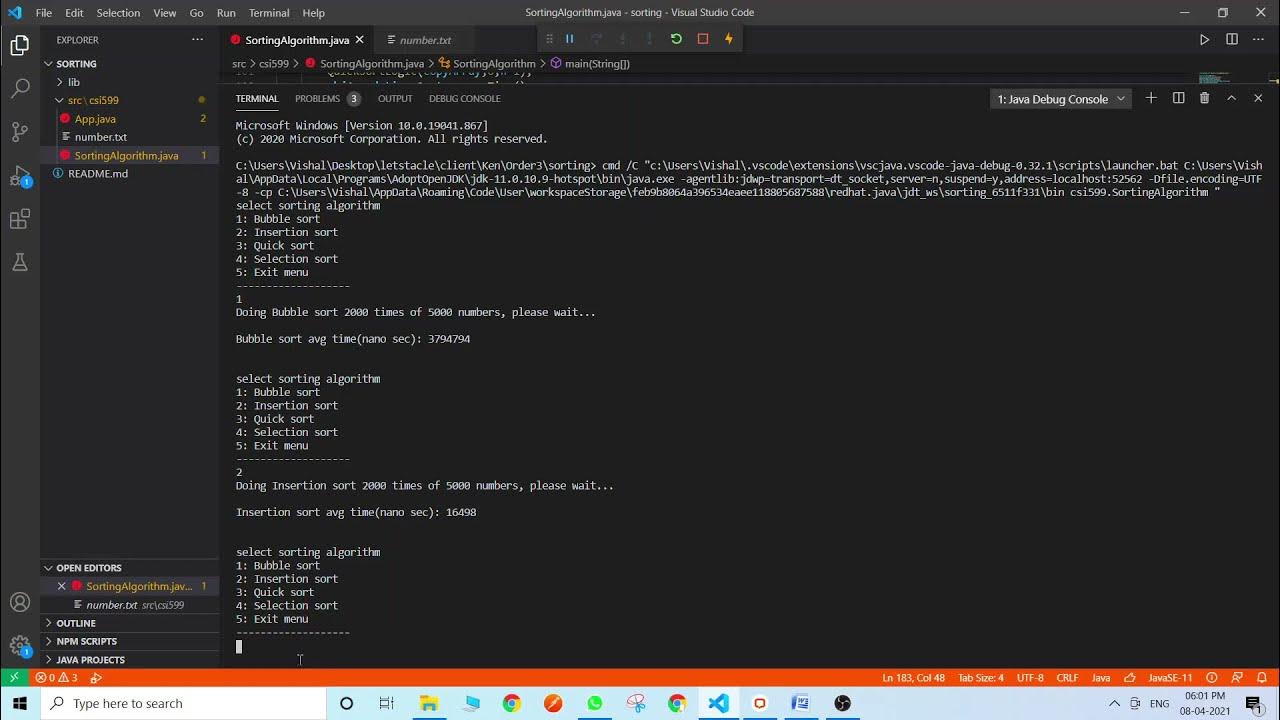 All types of sorting using Java. - YouTube