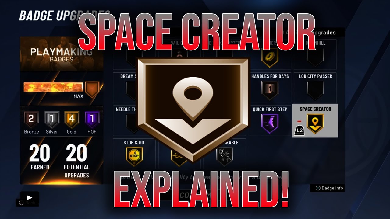NBA 2K20 SPACE CREATOR BADGE EXPLAINED! HOW TO CREATE SPACE AND SCORE