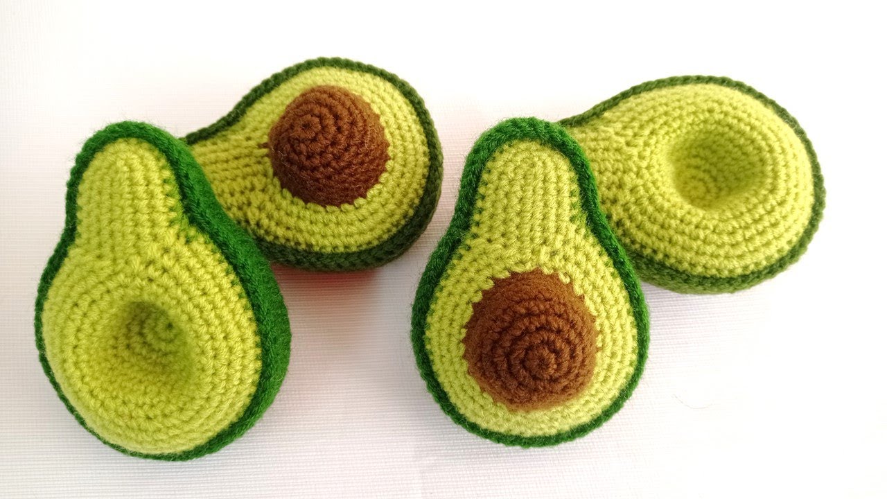 Manualidad N° 63 Tejidos a crochet. Como tejer paltas o aguacates en mitades / AMIGURUMIS de frutas