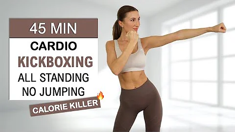 45 Min Cardio Kickboxing - No Jumping, All Standing | High Intense Fat Burn, No Repeat, Home Workout