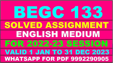 begc 133 solved assignment 2022-23 in english | begc 133 solved assignment 2022-23 | begc 133 2023