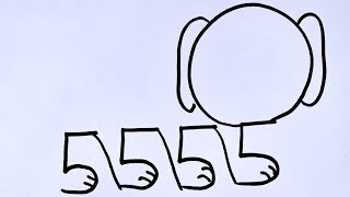 How To Draw Puppy Drawing With Number 55555O -How To Draw Easy Dog With Numbers -How To Draw Puppy