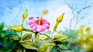 Drawing Hibiscus Flower﻿ With Watercolor screenshot 5