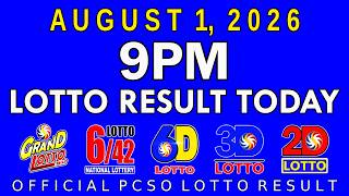 9pm Lotto Result Today August 1 2026 PCSO