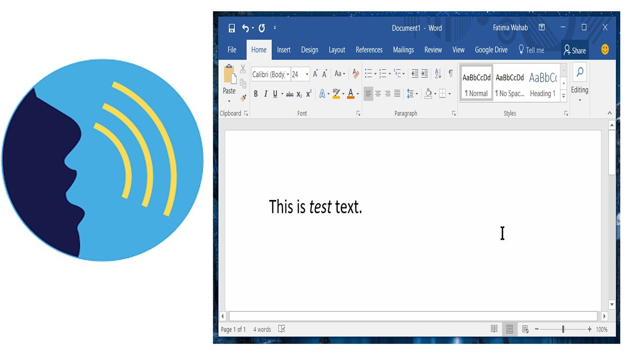 microsoft word speech recognition voice