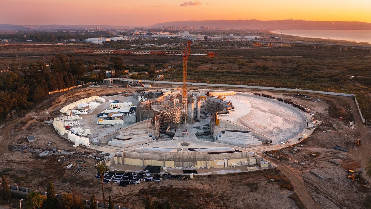 Shrine of ‘Abdu’l-Bahá: Base layer of west berm nearing completion