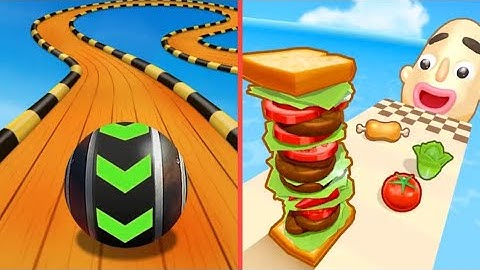 Sky rolling ball 🆚 Sandwich RUNNER New level gameplay Android ios walkthrough