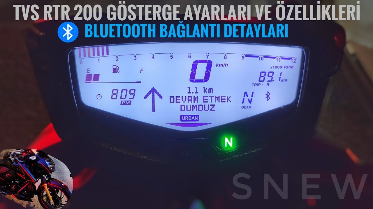 TVS APACHE RTR 200 3.BÖLÜM GÖSTERGE AYARLARI BLUETOOTH BAĞLANTISI DETAYLAR ÖZELLİKLER KADRAN EKRAN
