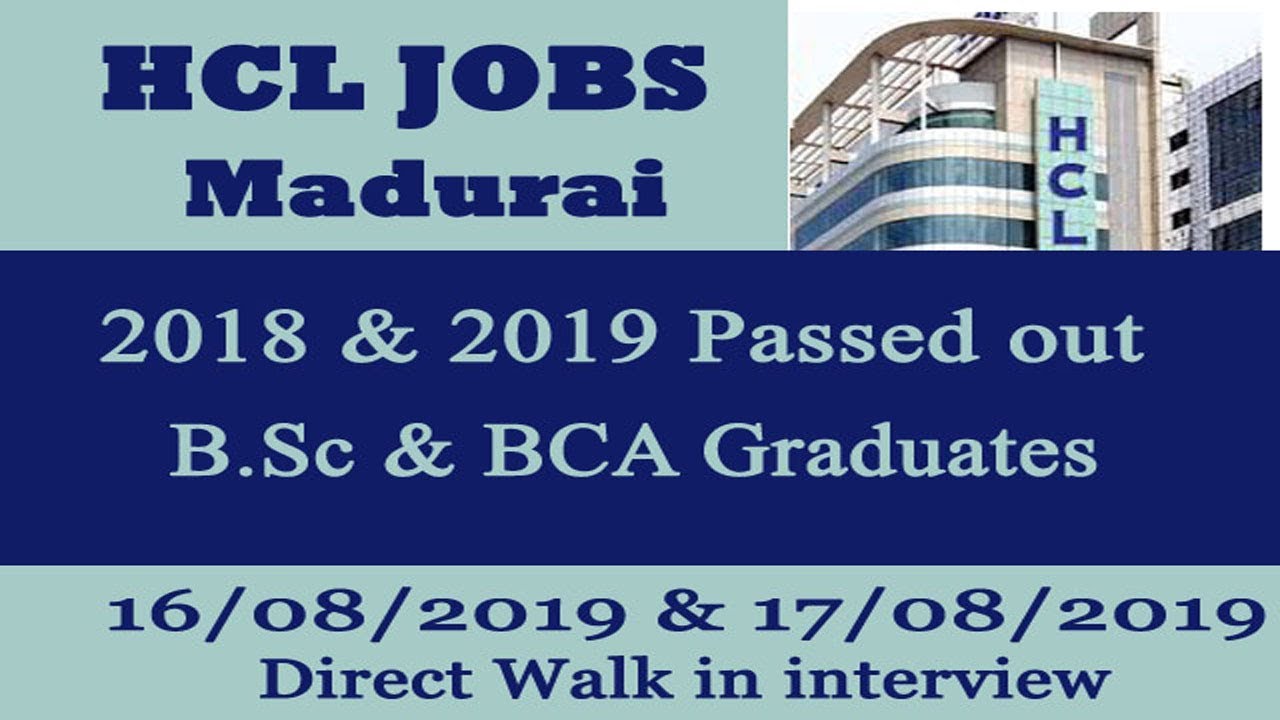 HCL JOBS MADURAI YouTube