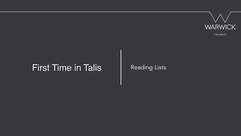 First Time in TALIS   Reading Lists
